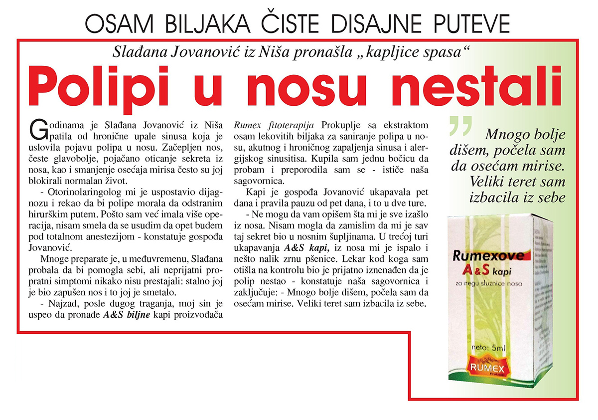 Polipi u nosu nestali